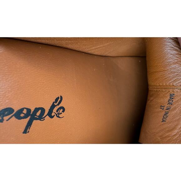 Free People Chloe Brown Leather Studded Wood Chunky Block Clogs/Boho/Western-6.5 - Picture 6 of 7